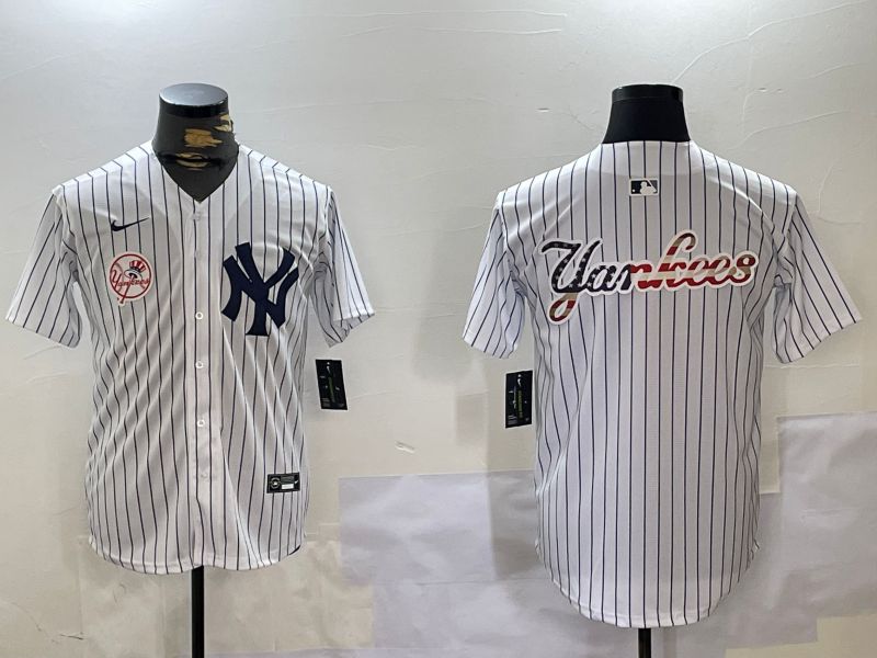 Men New York Yankees Blank White stripe Game 2024 Nike MLB Jersey style 102724->new york yankees->MLB Jersey